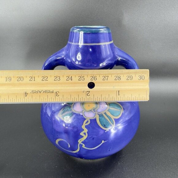 Vintage 1980s Japanese Porcelain Double Handle Vase Vessel Hand Made In Japan - Picture 4 of 12